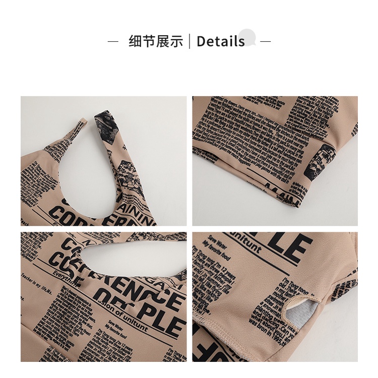 Áo ngực thể thao hai dây chống sốc in chữ có miếng đệm ngực cho nữ