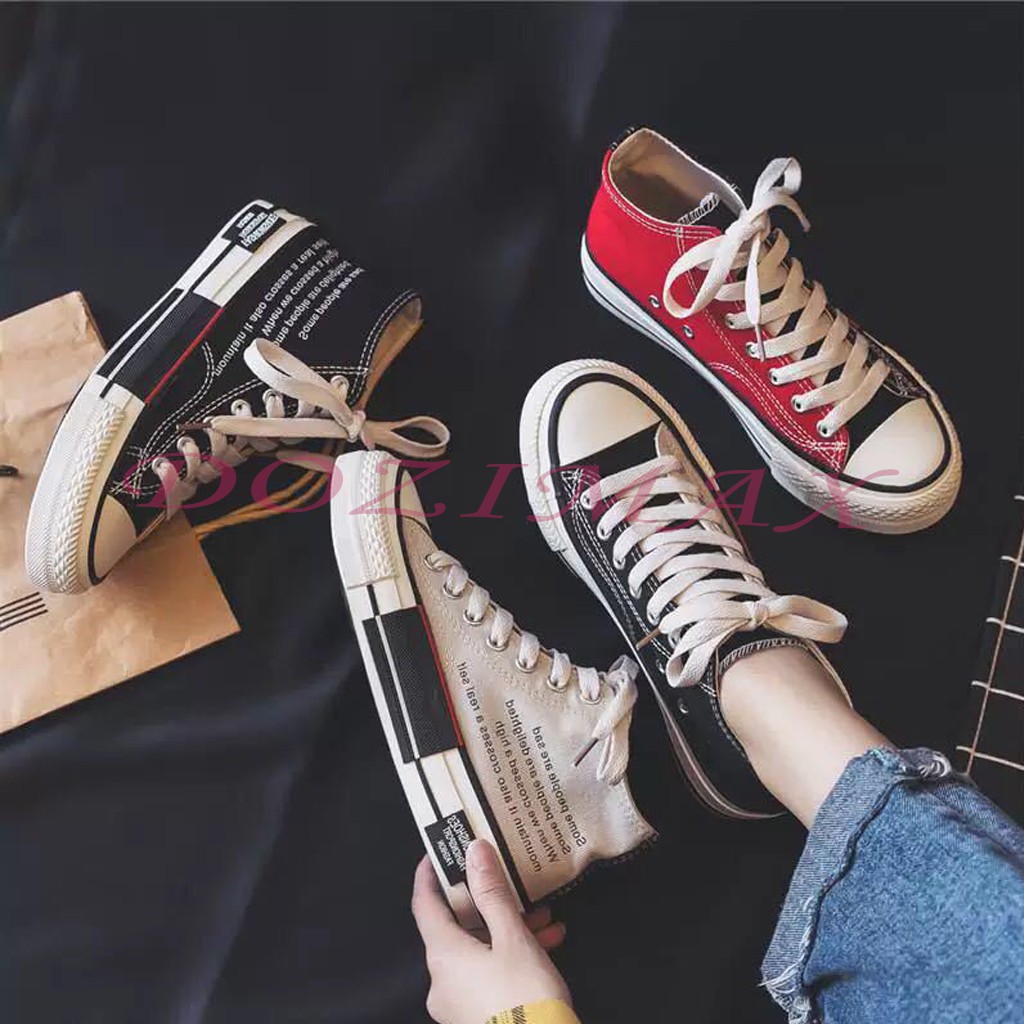 ⚡️ Sale 3 ngày ⚡️ Fs 50k - giày thể thao nam nữ 2 vạt cao cổ cao cấp- giày sneaker nam nữ - chất vải thô