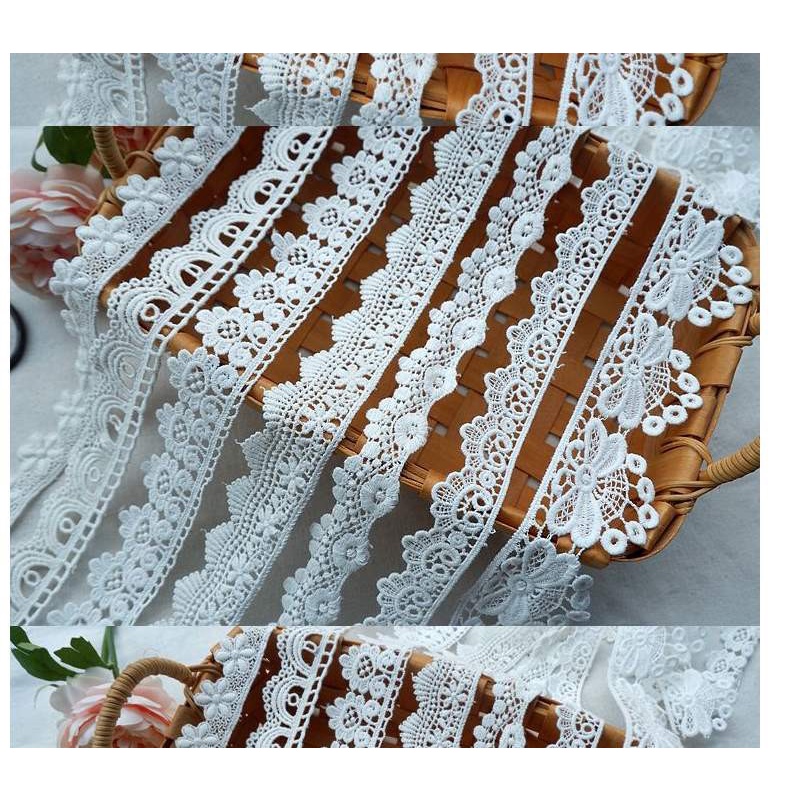 Dây vải ren cotton dày rộng 2.5-4.5cm trang trí quần áo