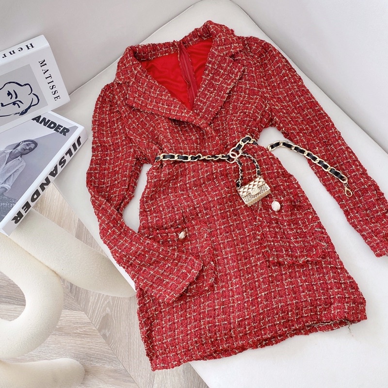 ĐẦM BỐ CỔ VEST CAO CẤP TAY DÀI TÚI NẮP [kèm ảnh thật]