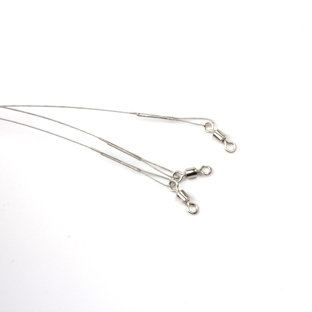 Bộ 3 Dây Câu Cá Bằng Thép Kèm Móc Xoay Chống Mồi Câu