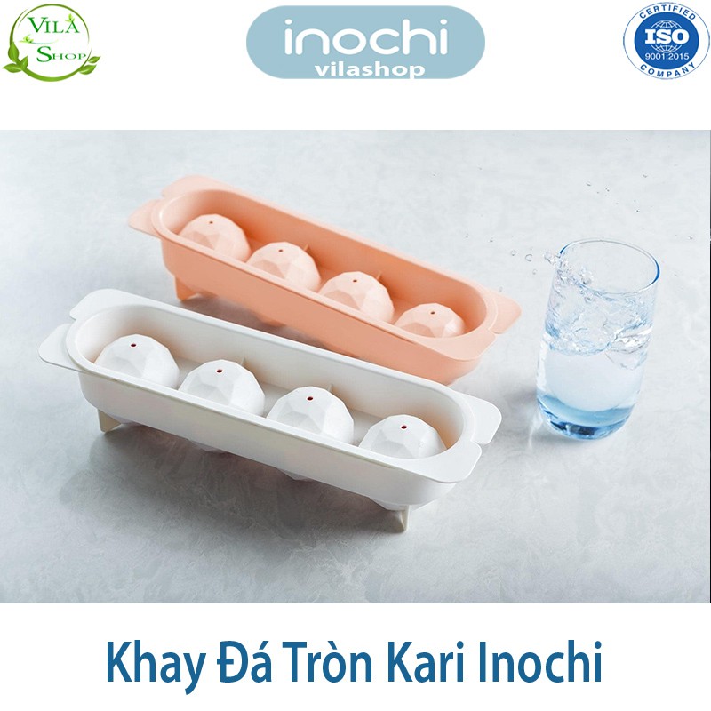 Khay Làm Đá, Khay Làm Thạch Tròn Kari 4 Viên, Nhựa Dẻo Cao Cấp Inochi Kháng Khuẩn -  Khử Mùi