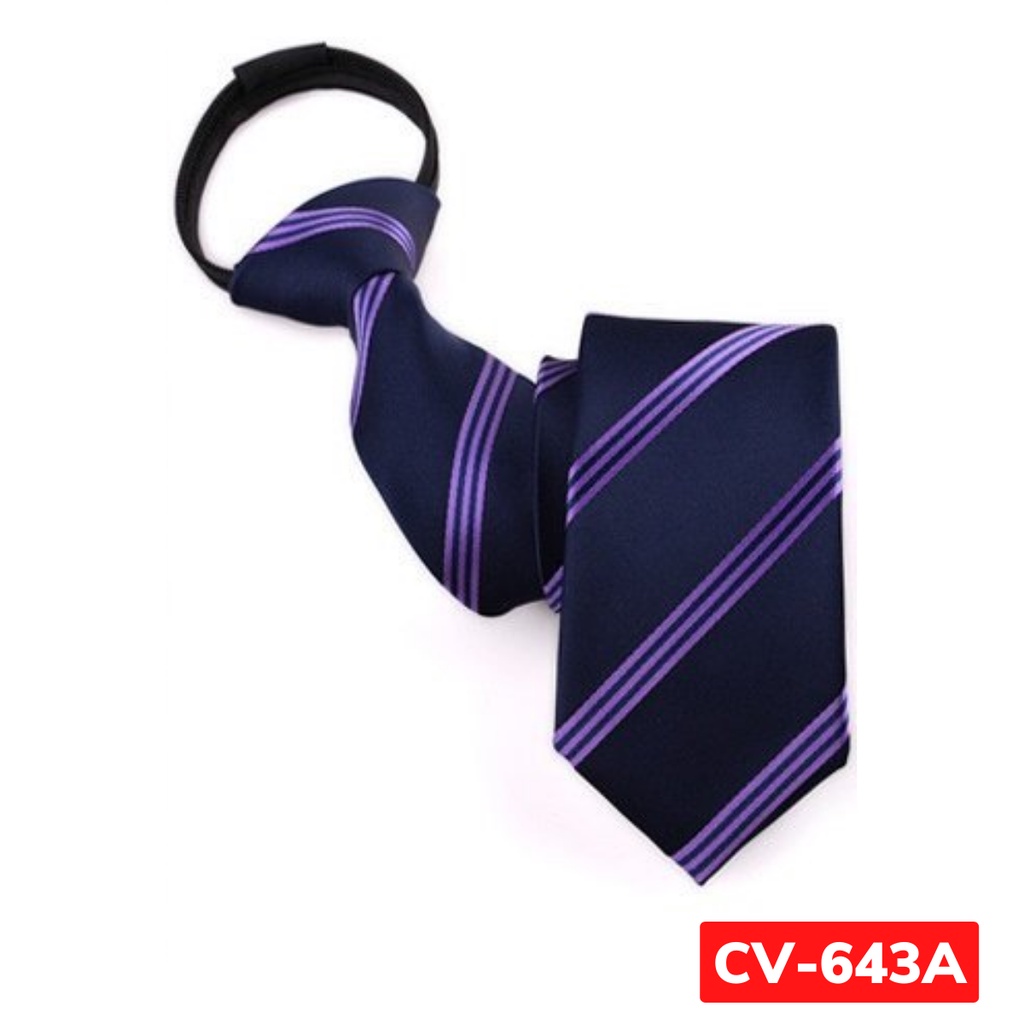 Cà vạt màu tím than bản nhỏ 6cm thắt sẵn khóa kéo hoặc tự thắt thời trang cao cấp phong cách trẻ trung, cravat cao cấp