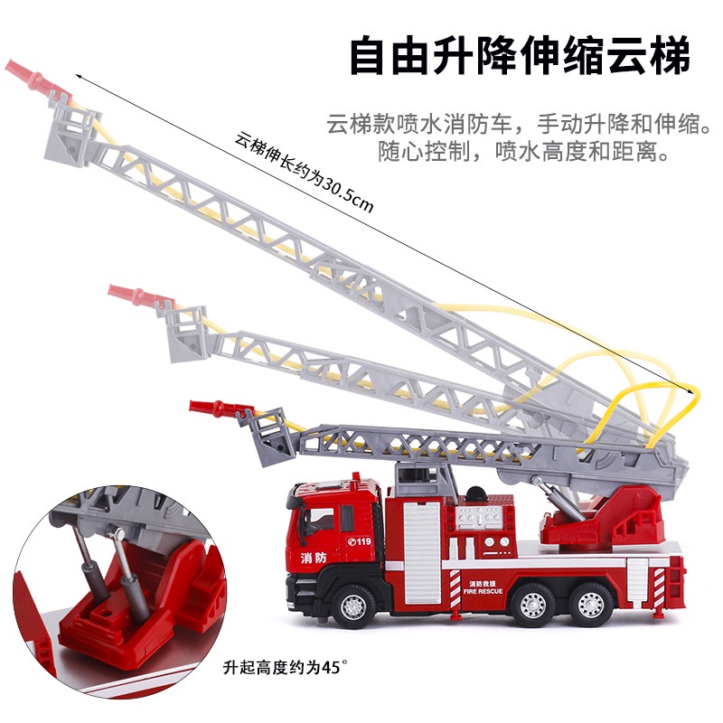 Model car Jiaye fire truck  ladder car fire extinguisher sound-optic return force alloy toy boxed vb50053 new product