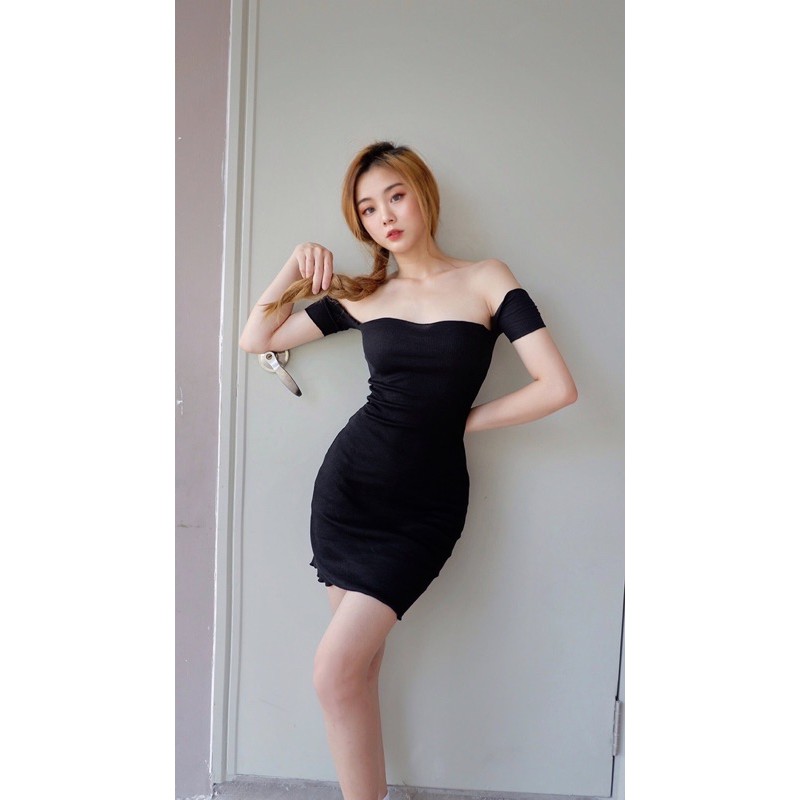 Đầm Body Thun Gân Trễ Vai Sexy Sang Chảnh Đi Dự Tiệc, Đi Bar, Chất đẹp dày dặn (LIZ DRESS) | BigBuy360 - bigbuy360.vn