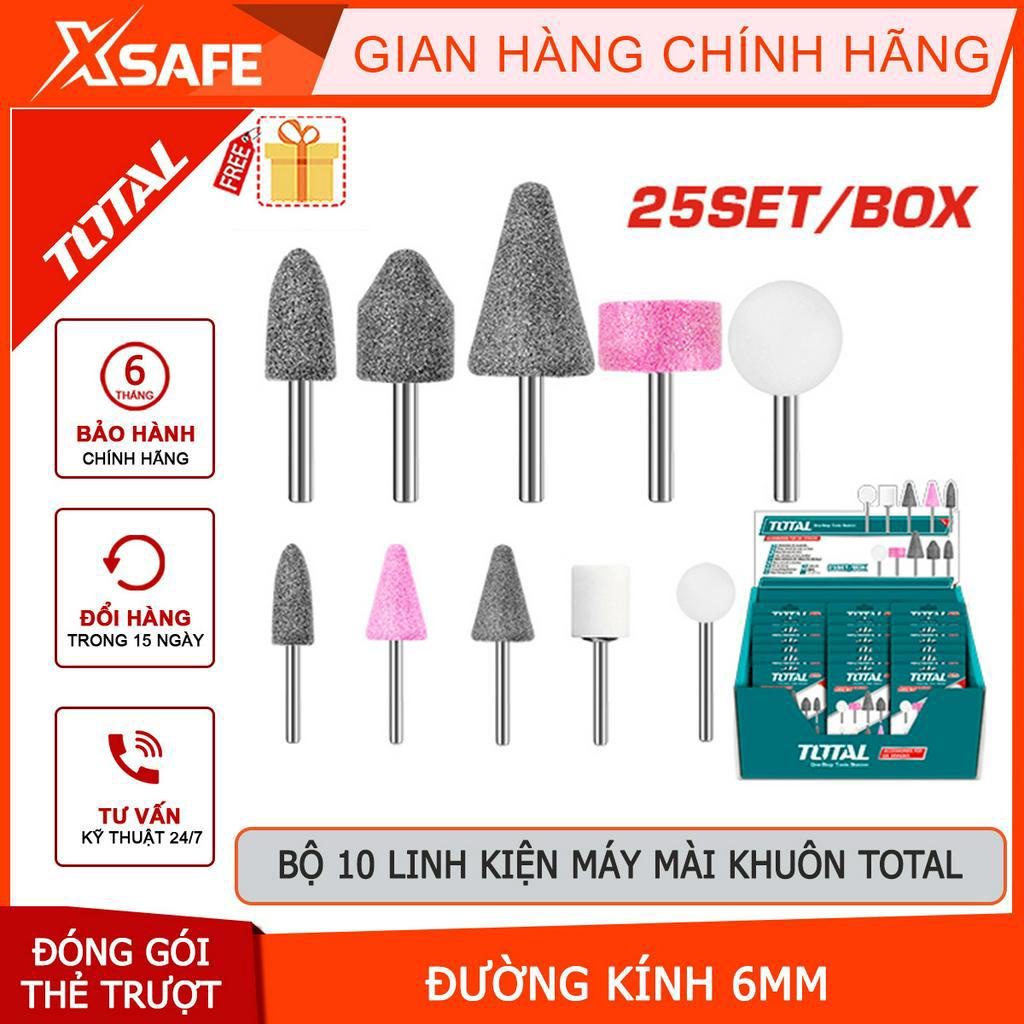 Bộ 10 linh kiện máy mài khuôn mini TOTAL TAKB1001 đường kính 6mm, thích hợp dùng cho máy TOTAL TG55061 - Chính hãng