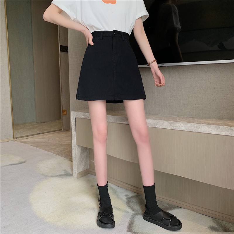 chân váy jean Dáng Chữ A Lưng Cao Thiết Kế Xẻ Tà Cá Tính | BigBuy360 - bigbuy360.vn