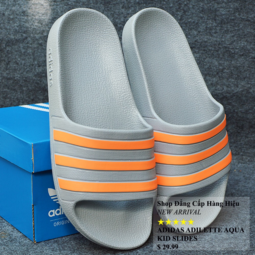 Dép trẻ em Adidas Adilette Aqua Kid màu xám sọc cam