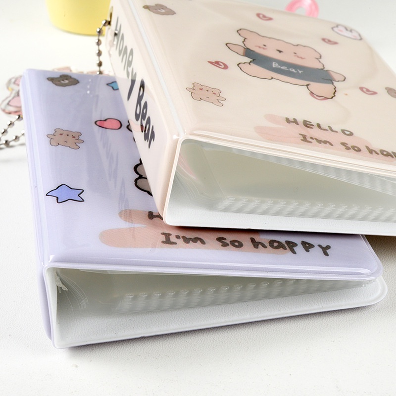 Cuốn Album Ảnh 3 inch Mini Bằng PP In Họa Tiết Gấu Hoạt Hình Dễ Thương Giá Đỡ