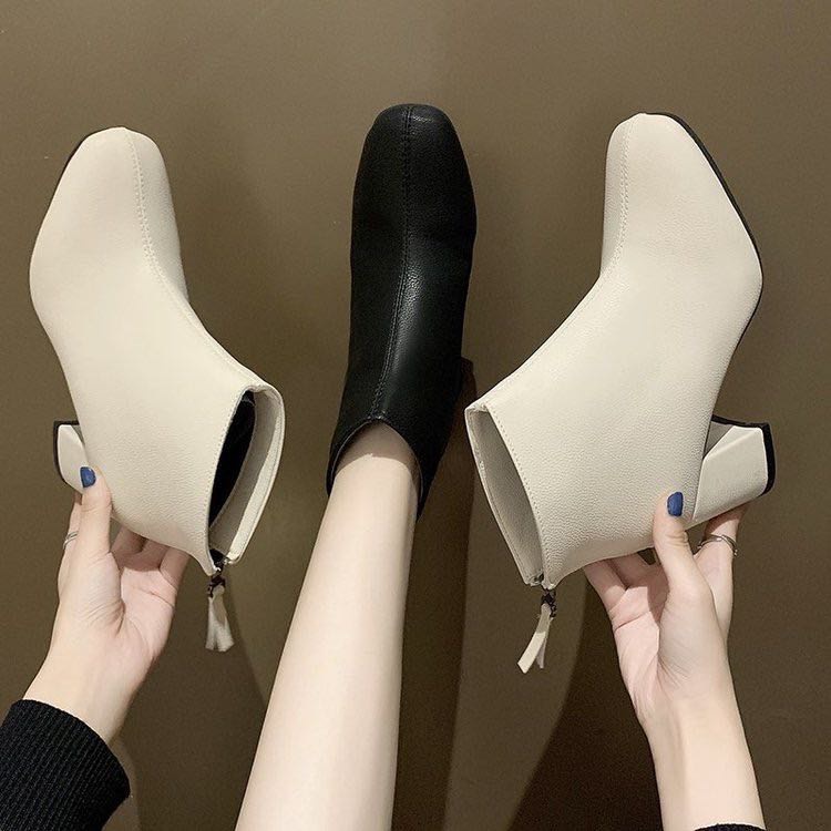 giày bốt nữ da trơn lửng cổ thấp khóa sau cao cấp sang trọng dễ phối đồ | BigBuy360 - bigbuy360.vn