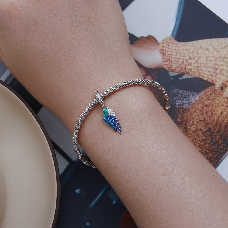 BAMOER Mặt Vòng cổ Bạc 925 Hình Đôi Cánh Thời Trang