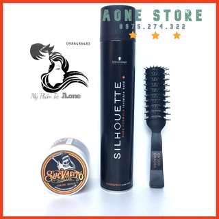 [ Siêu Tiết Kiệm ] Gôm Xịt Tóc Silhouette + Sáp Vuốt Tóc Suavecito Pomade + Lược Chaoba