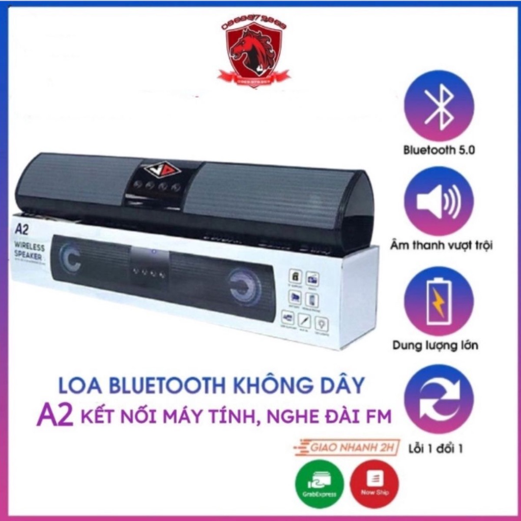 Loa bluetooth speaker A2 dáng dài 2 loa cực đỉnh, kiểu dáng sang trọng hỗ trợ thẻ nhớ, đài FM