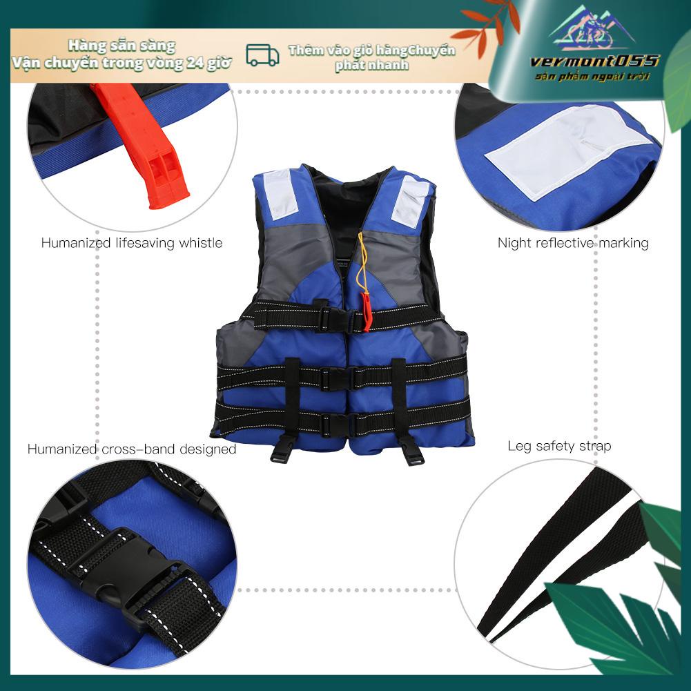 Vermont055 Áo phao chuyên nghiệp dành cho người lớn khoác bảo vệ an toàn khi bơi Lặn với ống thở Đi thuyền trên suối-Đi bộ đường dài màu xanh lam