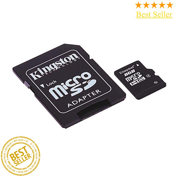 Thẻ Nhớ Micro SDHC Kingston 8GB Có Kèm Adapter Bảo Hành 12 Tháng