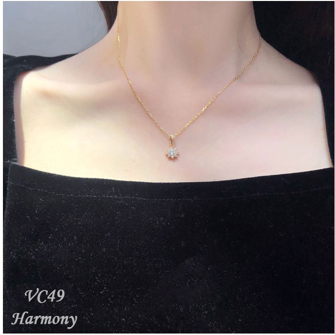 Vòng cổ, dây chuyền bạc mạ vàng mặt bông tuyết xinh xắn, sang trọng, nữ tính VC49| TRANG SỨC BẠC HARMONY