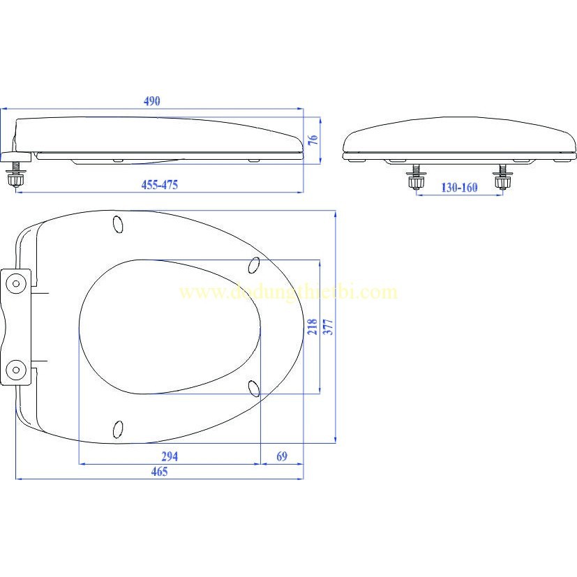 Nắp bồn cầu HA-07 Rơi Êm plastic siêu bền ốc nhựa,phù hợp hầu hết các cầu