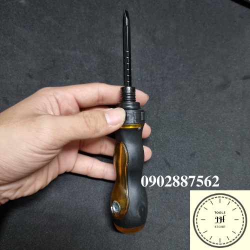 Tua vít 2 đầu tự động có tăng ngắn dài 6mm cán đen