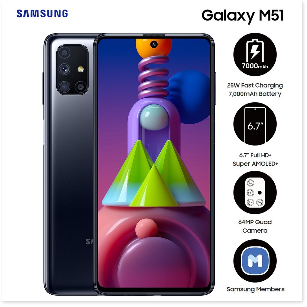 Điện thoại Samsung Galaxy M51 8GB/128GB - Pin khủng 7000mAh - Hàng Chính Hãng - Bảo Hành 12 Tháng