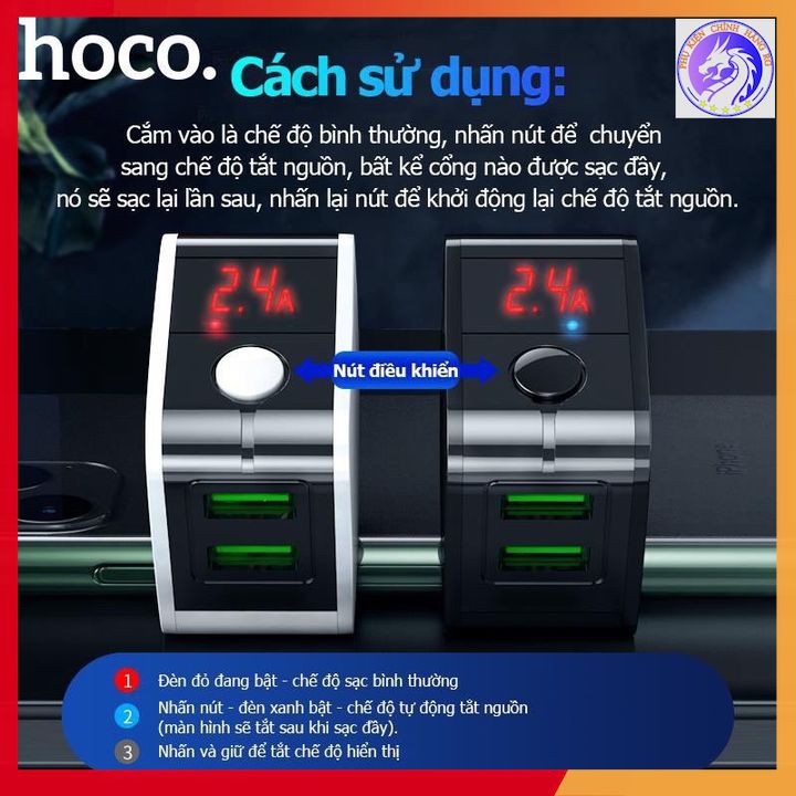 Cốc Sạc Tự Ngắt Thông Minh Chống Chai Pin Hoco HK5 - Có Màn Hình LED - BH 12 Tháng