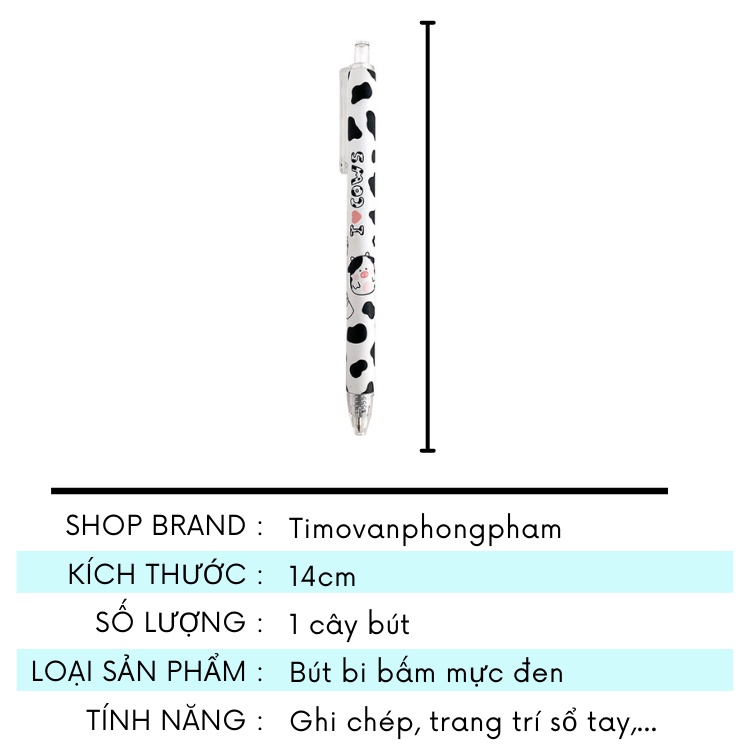 Bút Bi Bấm Dễ Thương Cute Nước Mực Đen Dạng Gel Đồ Dùng Học Tập Dễ Thương VPB16