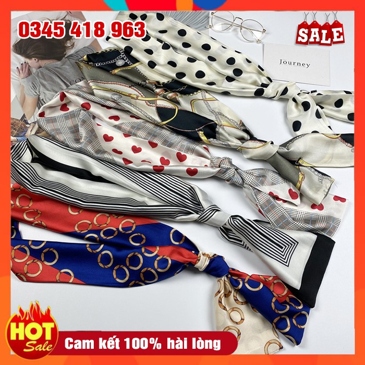 Khăn Lụa Bandana Thời Trang Quàng Cổ Thanh Lịch Hàn Quốc Size 145x15cm