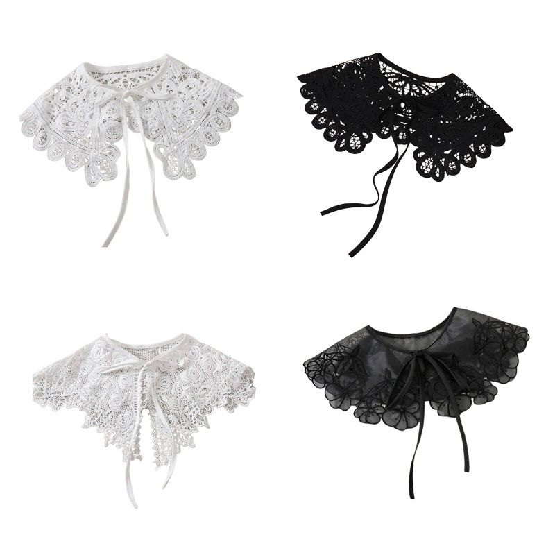 Cổ Áo Sơ Mi Giả Phối Ren Họa Tiết Hoa Có Thể Tháo Rời Thời Trang Cho Nữ