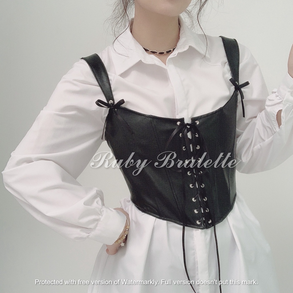 Áo corset da 2 lớp có nẹp và khóa - CRD