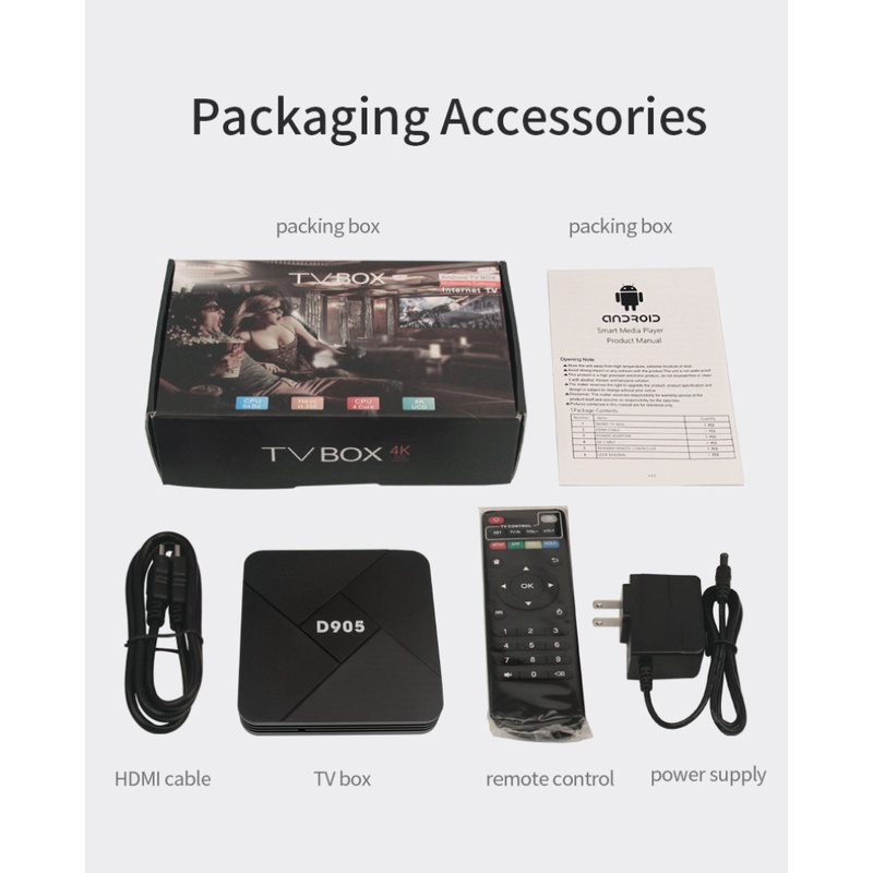 D905 Smart Tv Box Android 10.0 4gb 32gb Wifi 2.4g 4k Amlogic S905 Youtube Android Tv Box Set Top Box Media Player