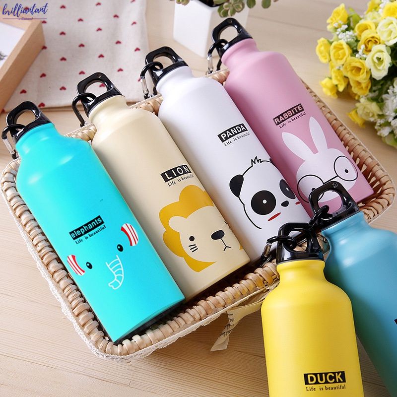 Thiết Kế hiện đại 500ml Đáng Yêu Động Vật Ngoài Trời Thể Thao Xách Tay Đi Xe Đạp Cắm Trại Đi Bộ Đường Dài Trường Xe Đạp Chai Nước Trẻ Em RỰC RỠ