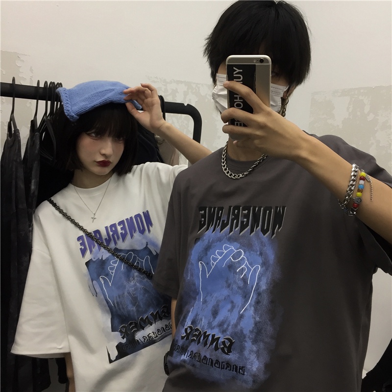 Áo thun Unisex form rộng tay lỡ, Áo phông nam nữ cotton thấm hút, dày dặn mềm mịn họa tiết WONDERLAND