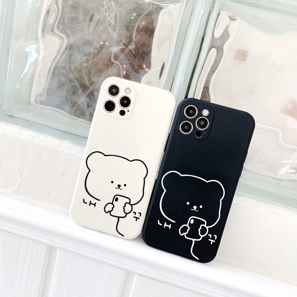 Ốp lưng iphone Bearphone cạnh vuông 6/6plus/6s/6splus/7/7plus/8/8plus/x/xr/xs/11/12/13/pro/max/plus/promax