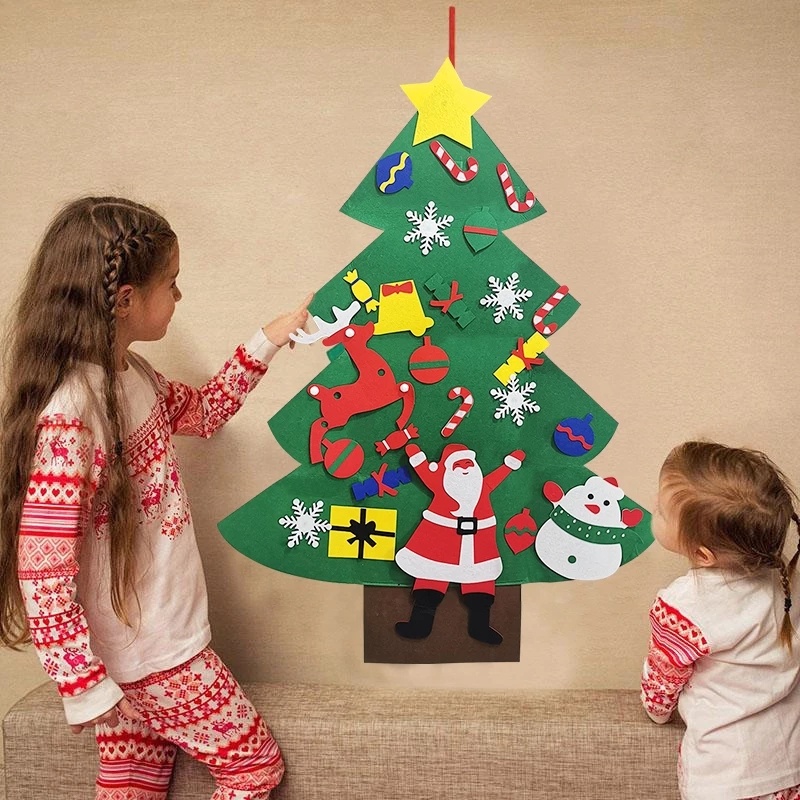 1 Bộ Cây Thông Giáng Sinh Bằng Vải Nỉ Không Dệt Thủ Công Trang Trí Nhà Cửa