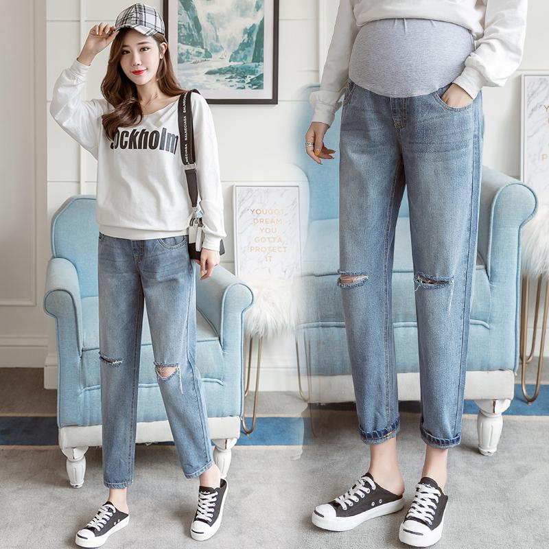 Quần Jean Dài Mỏng Thời Trang Cho Mẹ Bầu