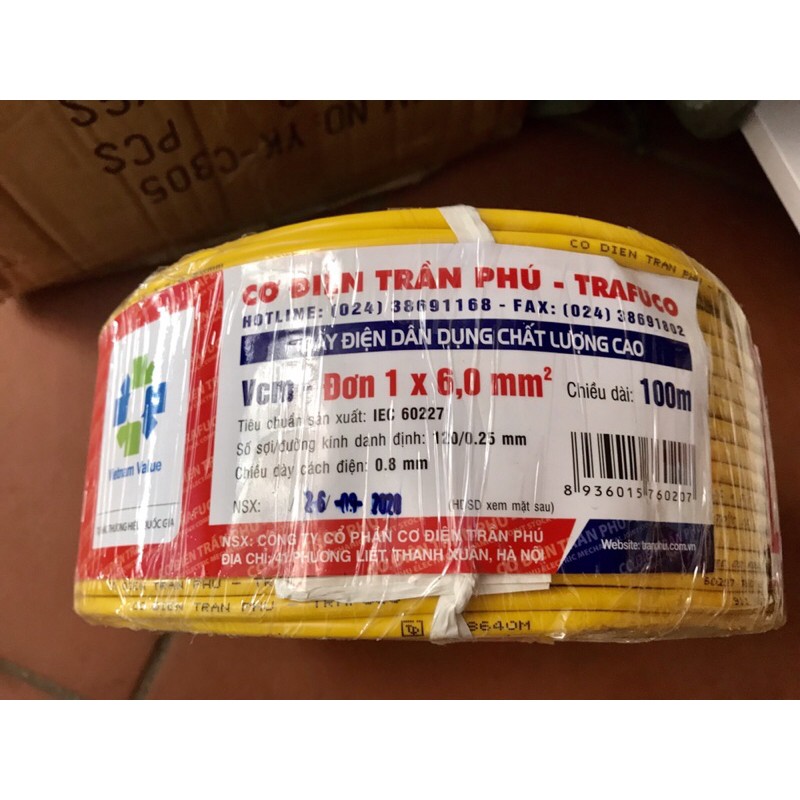 Dây điện đơn Trần Phú loại 1x4 và 1x6