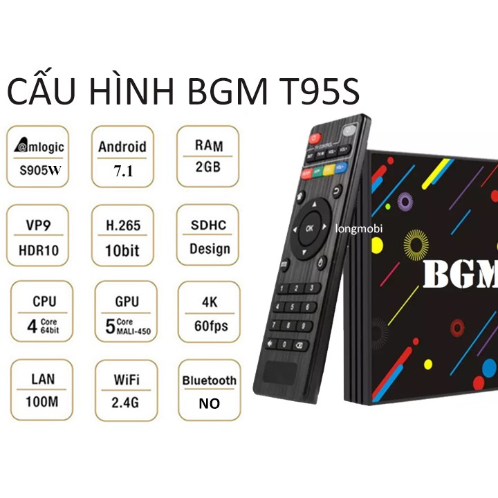 BGM T95s Android Box S905W Ram 2GB Android 7.1.2 Tặng Chuột Quang