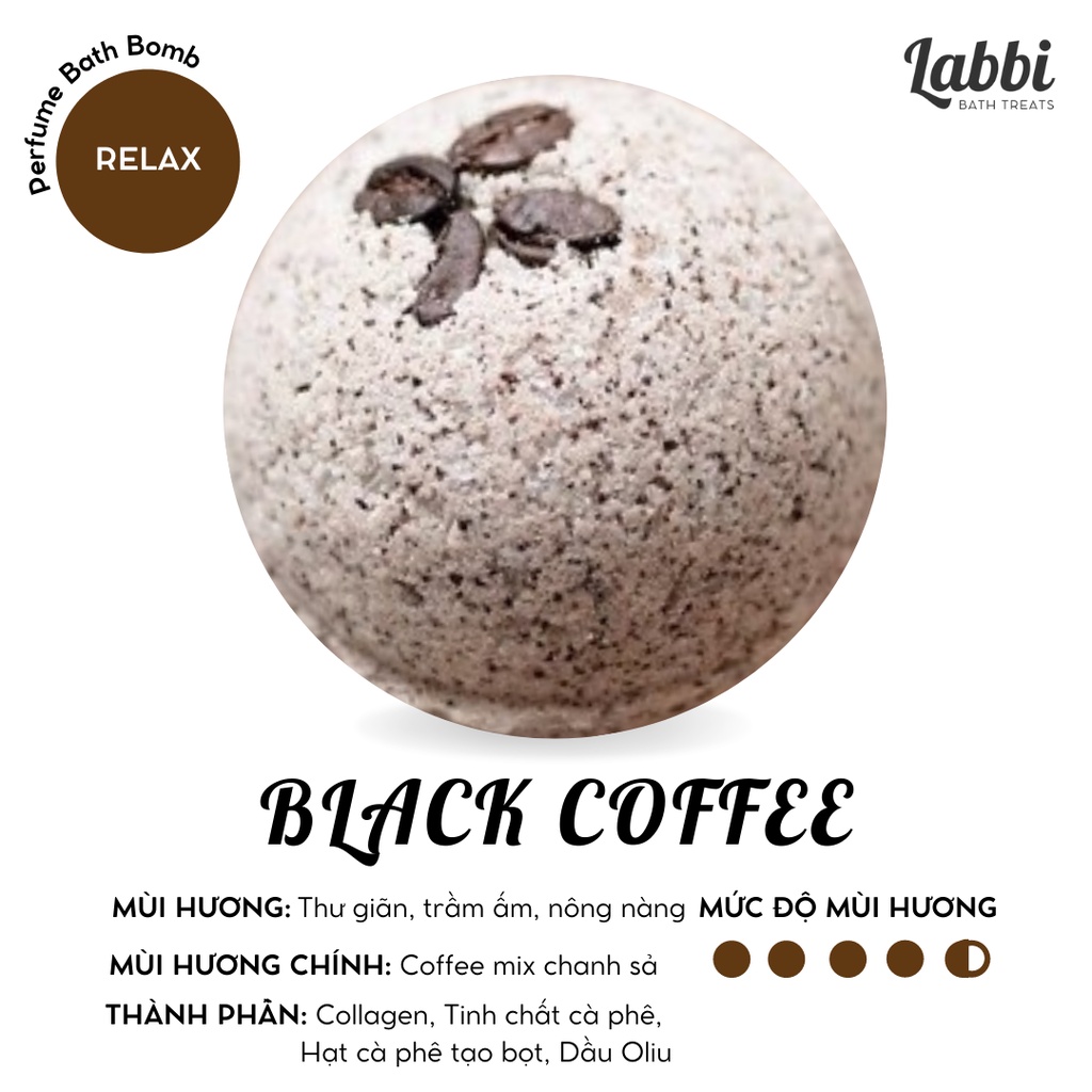 BLACK COFFEE [Labbi] Bath bomb / Viên sủi bồn tắm / Bom tắm