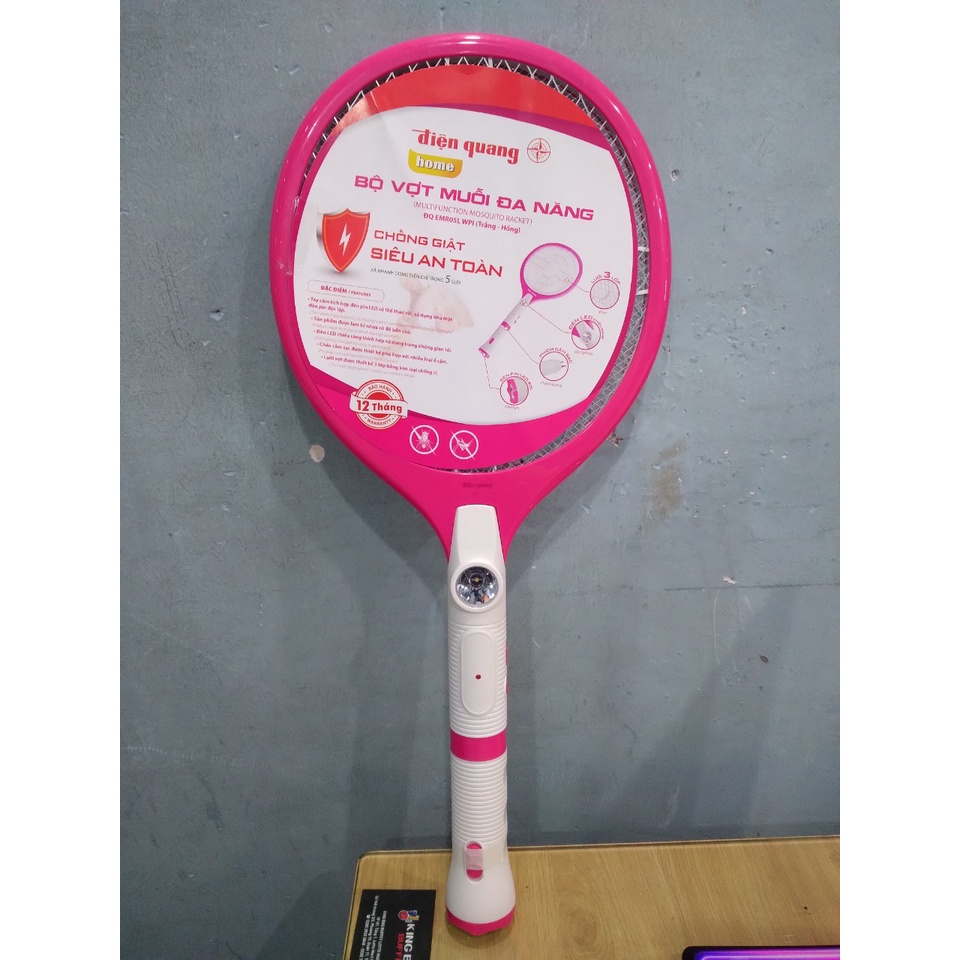Vợt muỗi Điện Quang loại có đèn và loại không đèn, pin tháo rời, hàng chính hãng