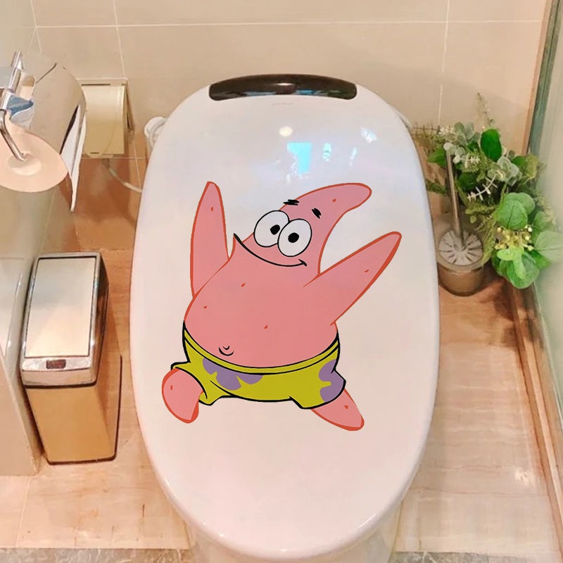 Sticker Dán Toilet Chống Thấm Nước Họa Tiết Hoạt Hình SpongeBob Dễ Thương