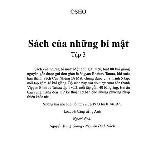 Osho - Sách Của Những Bí Mật - Tập 3