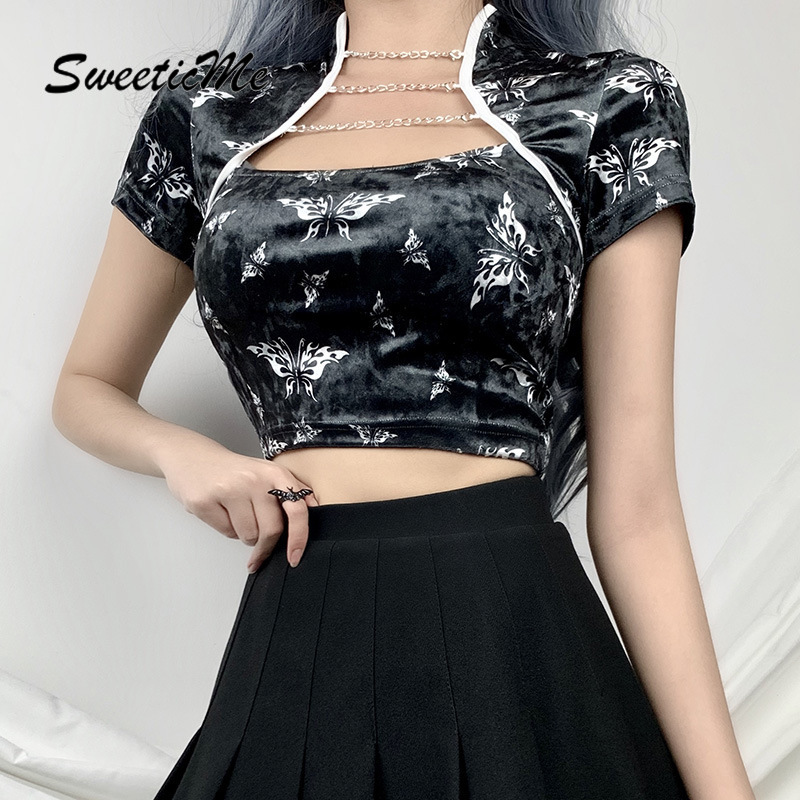 Áo Thun Ngắn Tay In Hình Bướm Gợi Cảm Mẫu 2021 Dành Cho Nữ | BigBuy360 - bigbuy360.vn