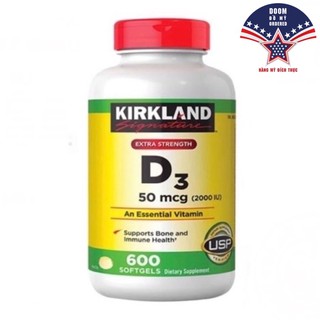 Thực phẩm bổ sung Vitamin D3 Kirkland D3 (600 viên) Hàng Mỹ