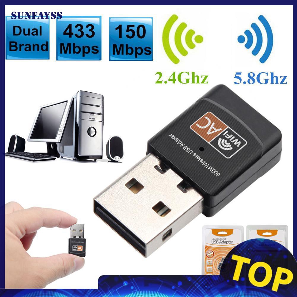 Usb Wifi 600mbps Dual Band 2.0 2.4g / 5g Hz 802.11ac