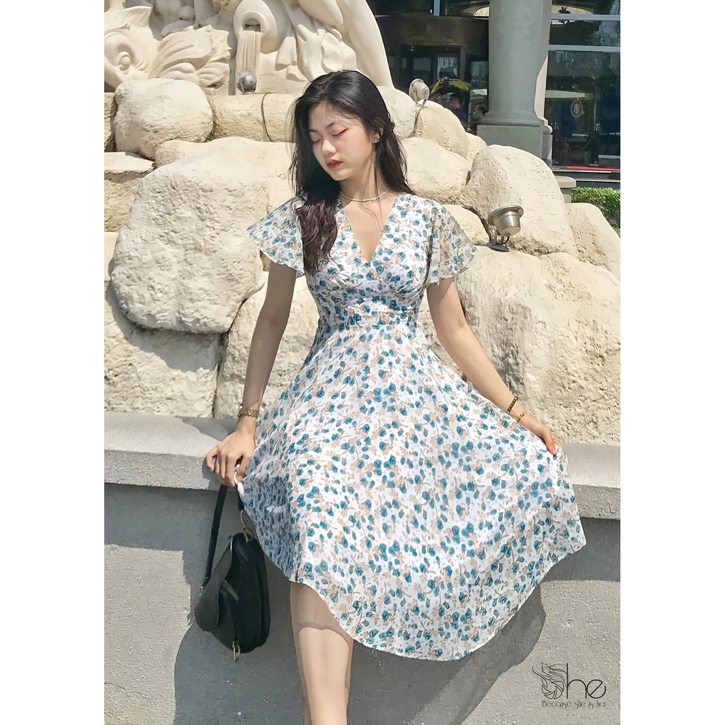 Alex Dress- Đầm hoa maxi cổ V tay tiên - SDX80 | BigBuy360 - bigbuy360.vn