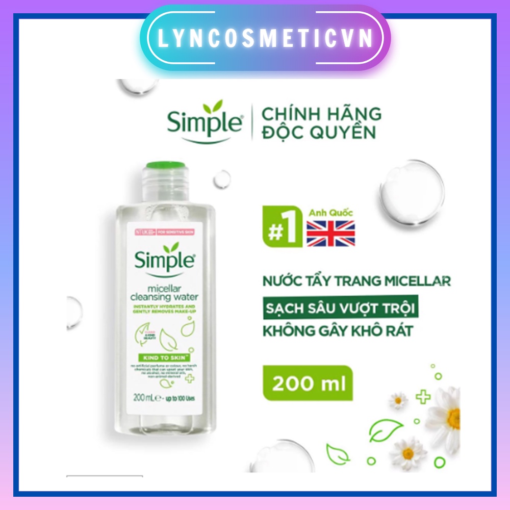 Nước Tẩy Trang  Simple Kind To Skin Micellar Cleansing Water 200ml