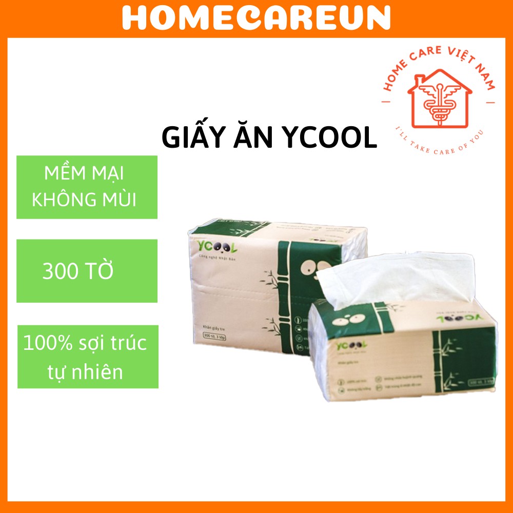 Giấy ăn gấu trúc khăn giấy tre YCOOL 1 thùng 30 gói 300 tờ và 4 lớp 260 tờ