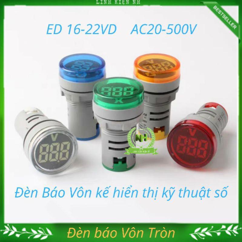 Đèn Báo Vôn Kế Hiển Thị Kỹ Thuật Số AC20-500V Loại Tốt