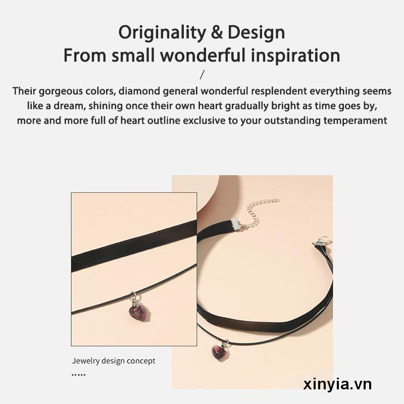 Vòng cổ Xương Quai Xanh Hình Trái Tim Đôi Phong Cách Retro Ngọt Ngào