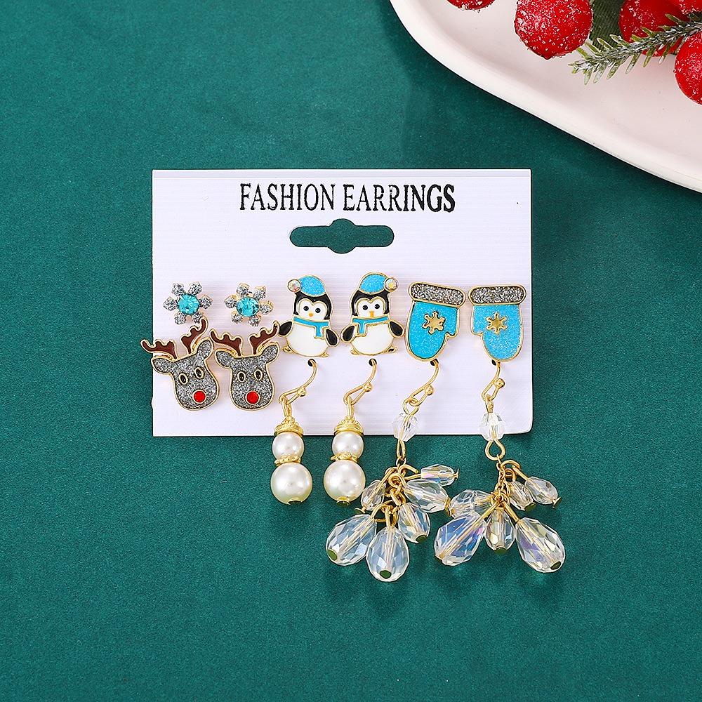 Set 6 Đôi Bông Tai Chủ Đề Giáng Sinh Thời Trang Cho Nữ