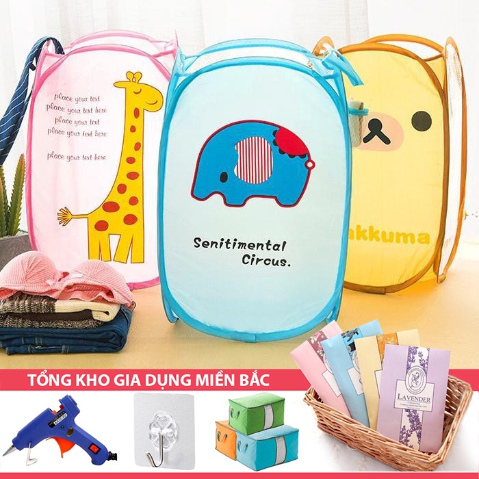 [Tổng Kho Sỉ] Giỏ Lưới HOẠT HÌNH Kiểu 2 - Xọt Đựng Quần Áo, Đựng Đồ Chơi - Khung Sắt Có Thể Gấp Gọn